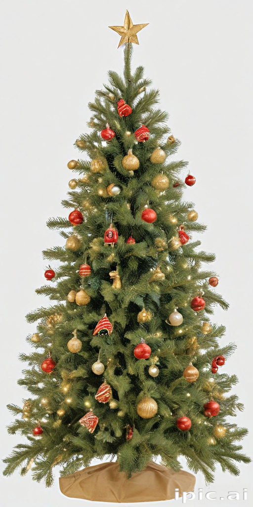 A Beautifully Decorated Christmas Tree with Gold and Red Ornaments.