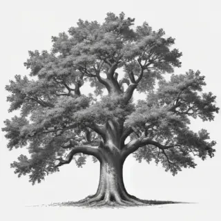 oak tree clipart black and white