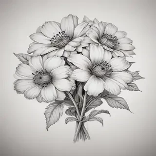 pencil drawn flowers