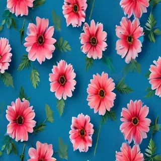 blue background with flowers