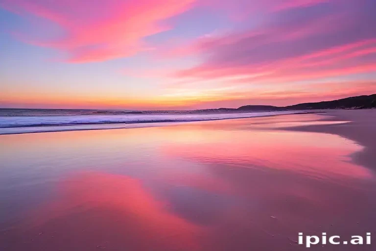 pink beach sunset