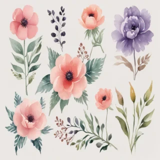 watercolor flowers clipart