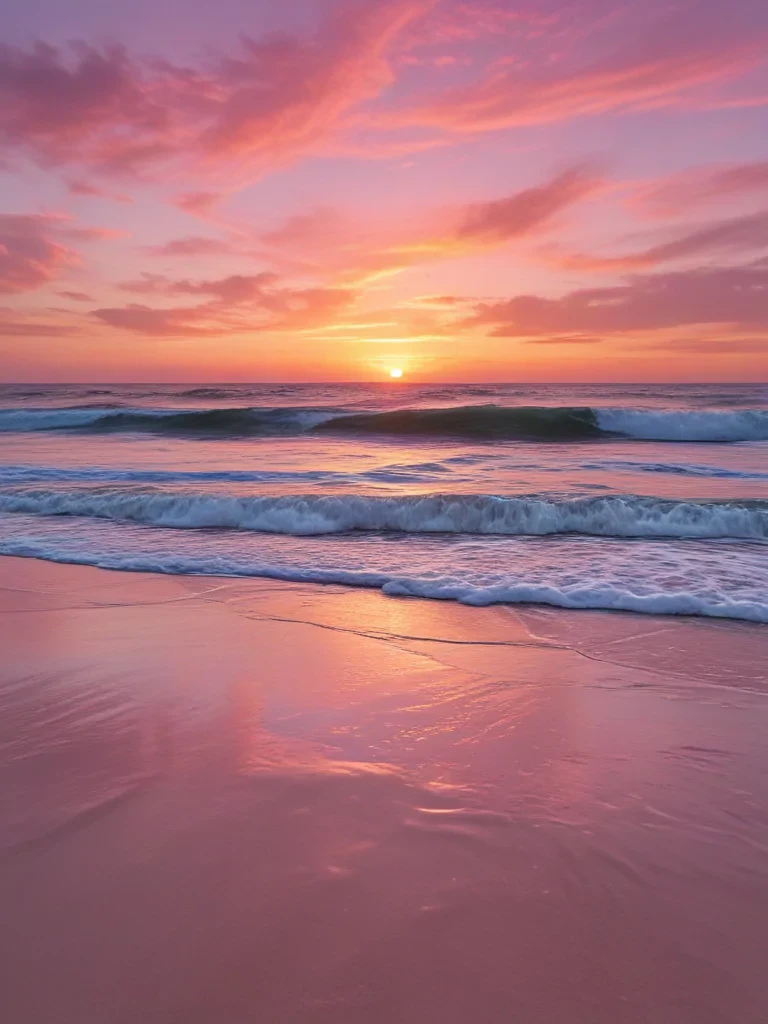 pink beach sunset