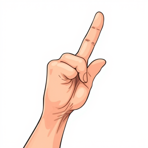 Create a detailed, high-resolution illustration of a cartoon hand pointing upwards, utilize a Canon EOS 5D Mark IV camera with a 50mm f/1.8 lens, set aperture to f/2.8 for depth, ISO 100 for clarity, in a well-lit studio with a clean white background for contrast.