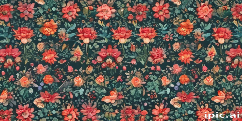Vibrant Floral Pattern Featuring a Diverse Array of Colorful Blooms