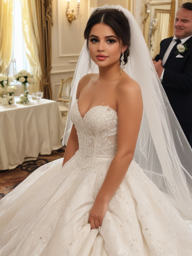 why was selena gomez in a wedding dress