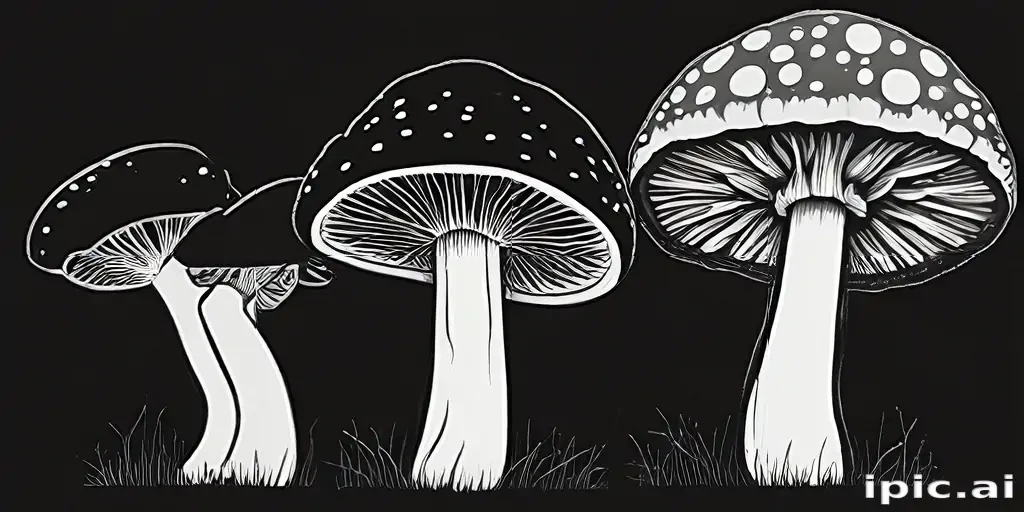 mushroom clipart black and white