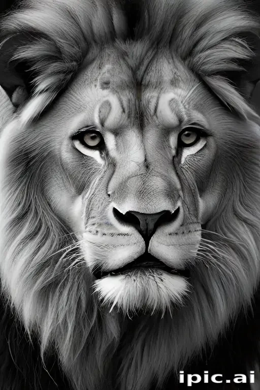 lion black and white