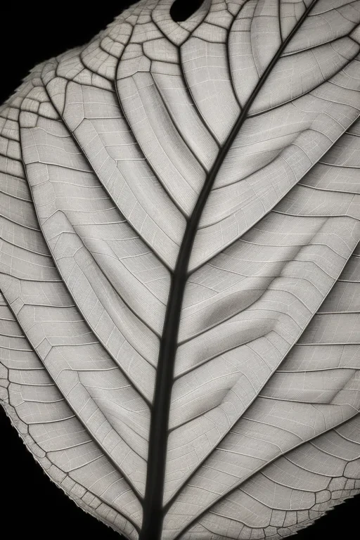 leaf in black and white