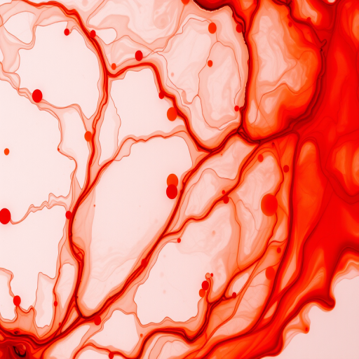 Create an abstract image of flowing red and orange alcohol ink textures with a soft focus effect, shot with a DSLR camera at ISO 100, aperture f/2.8, 50mm lens, using a top-down view to enhance the fluidity and color depth.