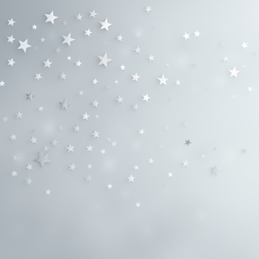 Create an ethereal background filled with varying sizes of silver and white stars on a soft gradient gray backdrop, utilizing a Canon EOS R5 with a 50mm f/1.2 lens, set to aperture f/2.8, ISO 100, and a shutter speed of 1/125s for enhanced clarity and depth.