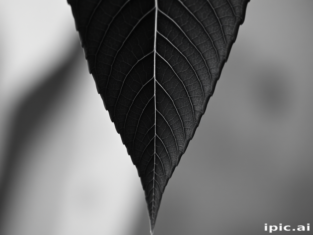 leaf in black and white