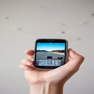 hand holding phone png