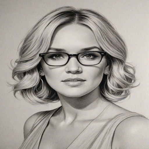 Dazzling Carrie Underwood, pencil sketch, portrait of Captivating woman 1935s in glasses, hair style beatnik, outline, clear lines, fine lines, 8k