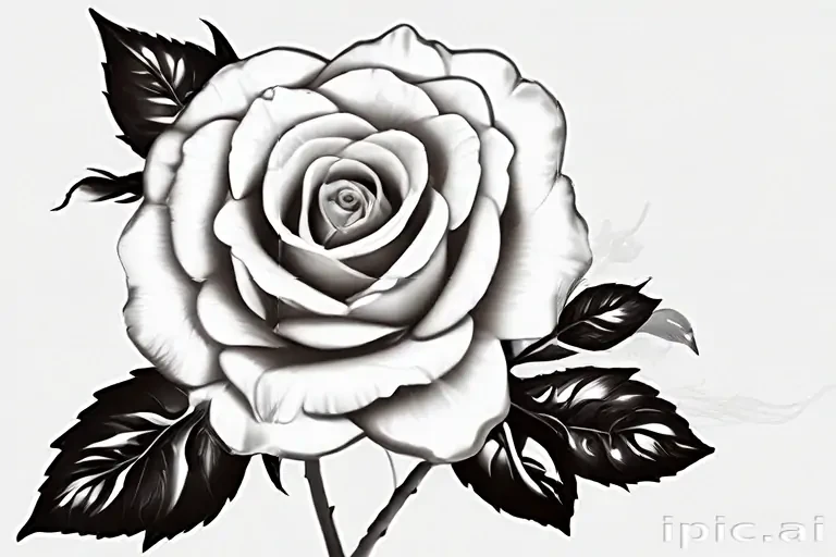 black and white rose clip art