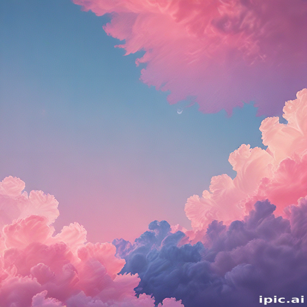 Dreamy Pink and Blue Clouds Floating in a Serene Sky Above