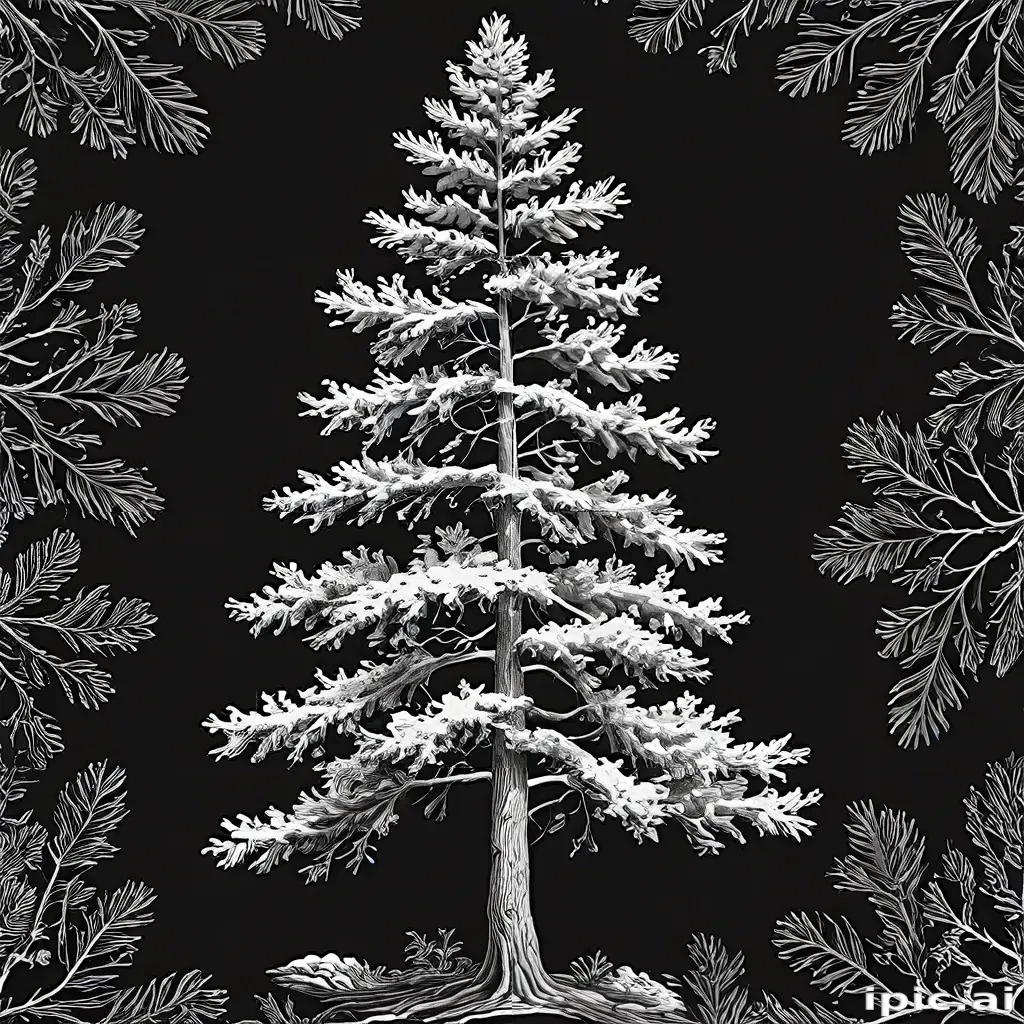 black and white pine tree clip art