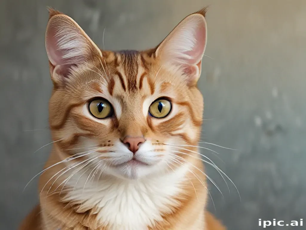 A Majestic Orange Tabby Cat with Striking Green Eyes and Fluffy Ears.