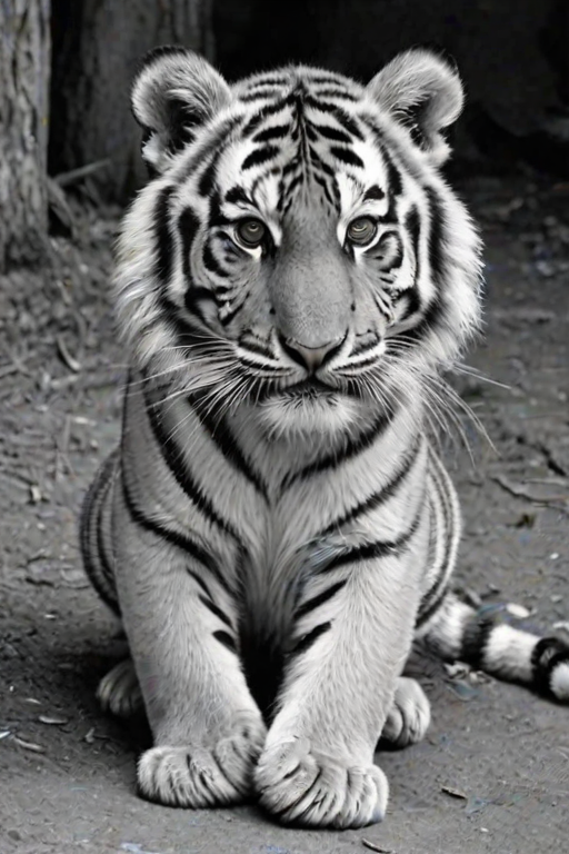 tiger clipart black and white