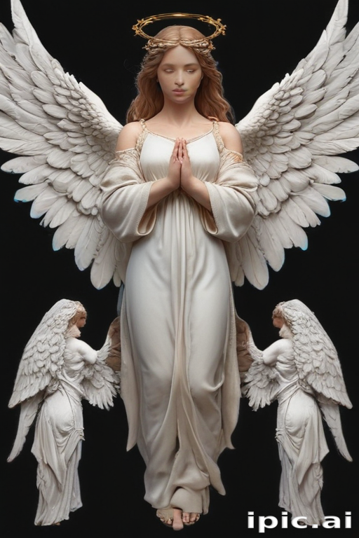 Majestic Angel with Graceful Wings and Serene Expression in Divine Light