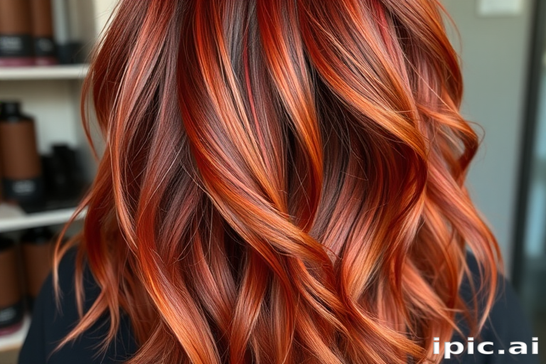 Rich mahogany red long layers with subtle auburn lowlights, the "Autumn Ember" style showcases depth and movement for a captivating appearance