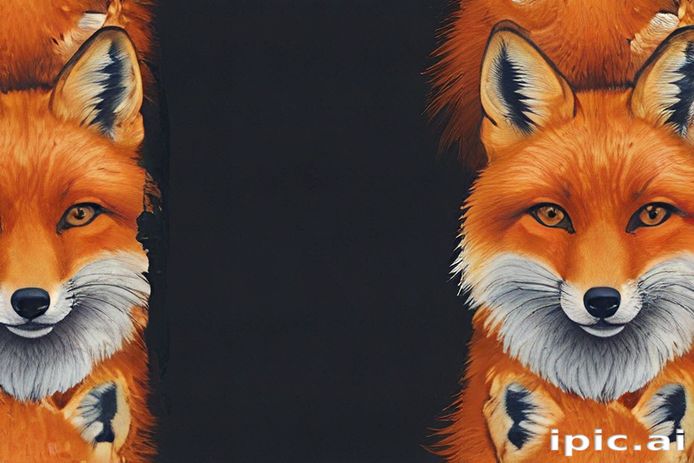 Vibrant and Realistic Fox Portraits Set Against a Dark Background