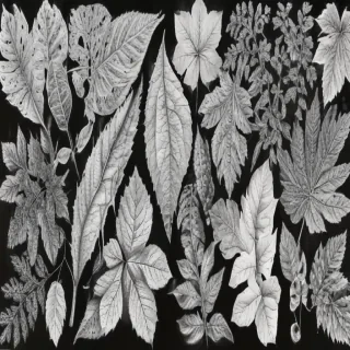 leaves clip art black and white