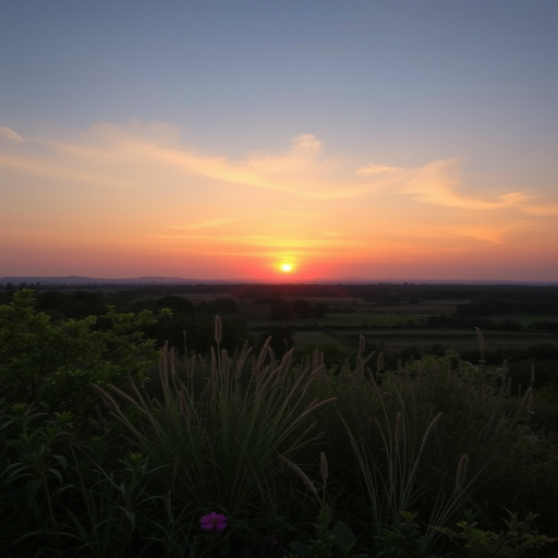 Create a high-resolution image of a serene landscape at sunset, using a Canon EOS R5 with a 24-70mm lens, aperture set to f/8, ISO 100, and a shutter speed of 1/125 sec, capturing a wide-angle view with vibrant colors and soft lighting.