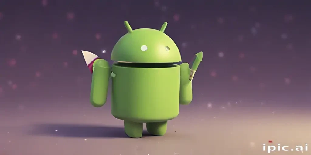 Playful Android Character Holding a Colorful Ice Cream Cone Delightfully