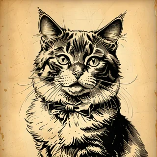 vintage cat drawing