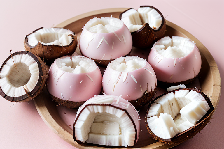 pink white and brown coconut candy