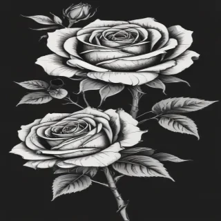 roses clipart black and white