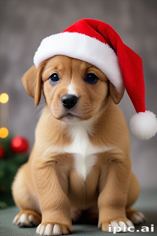 Adorable Puppy Wearing a Santa Hat Celebrating the Joy of Christmas