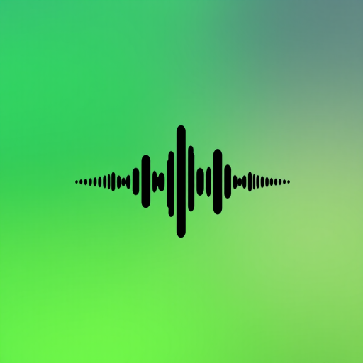 Create an image of a minimalistic black logo of three horizontal sound waves centered on a vibrant green background, using a DSLR camera with a 50mm lens, aperture set at f/1.8, ISO 100, and a resolution of 300 DPI for high quality.
