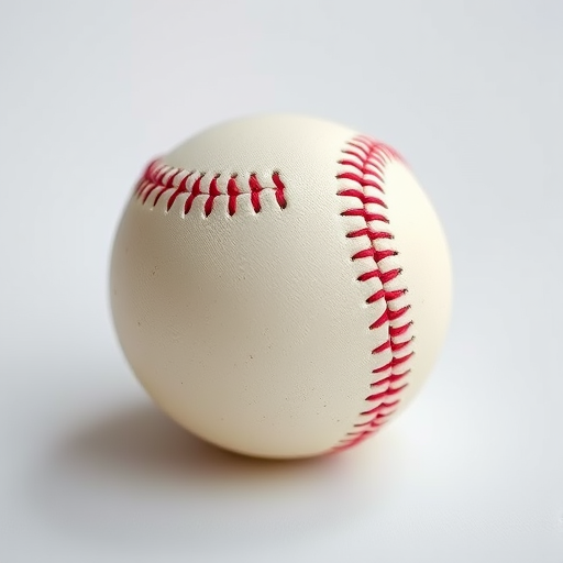 Create a high-resolution image of a baseball on a plain background with a depth of field effect using a DSLR camera at f/2.8, 50mm lens, ISO 100, and a soft natural light setup.