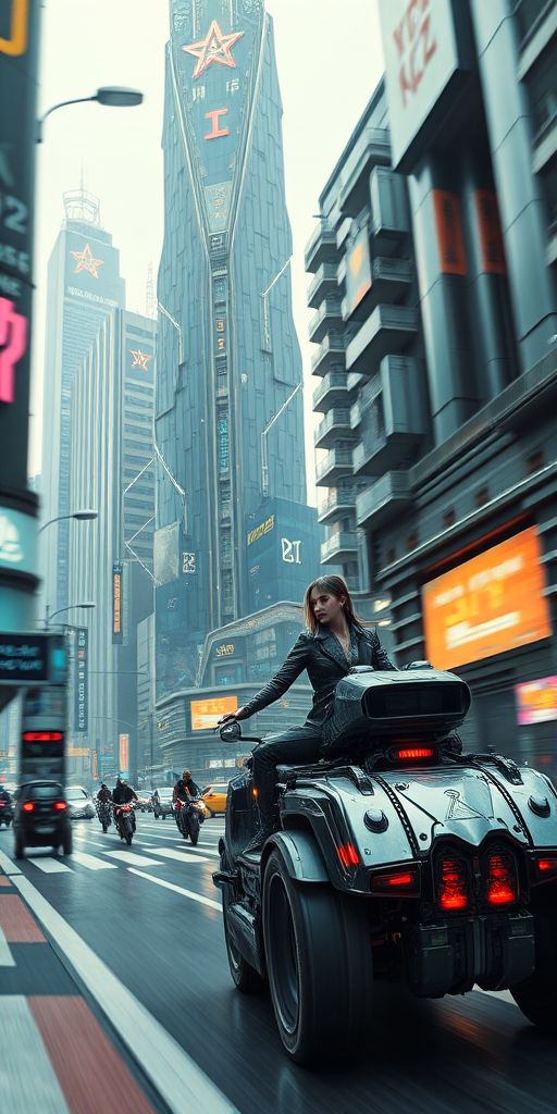 xuer Asgard City,Diesel punk, diesel punk style,Realistic,Hyper-realistic,motion blur,going really fast masterpiece,deep focus, exaggerated Ghost in the Shell scenes and girl In a sci-fi mechanical chariot, in the style of cyberpunk imagery, in the style of hyper-realistic sci-fi, 32k uhd, marc simonetti, realistic and hyper-detailed renderings, snailcore, artgerm, neo-futuristic grand cybernetwork buildings, patchwork, exquisite details, complex and reasonable structures, bright, daytime, bustling cybercity and streets,full-line projection screens, special effects, laser rain, fluorescence, Asgard City, patchwork,  neon lights, Regular, Special Effects, Holographic Network, Exaggerated Facade, Walker cinematic photo This is a poster about the Asgard City