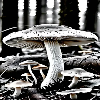mushroom black and white
