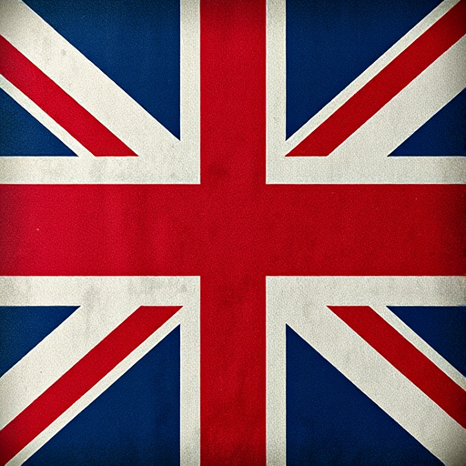 Create an image of the British flag with a textured finish, using a DSLR camera with a 50mm lens, aperture set to f/5.6, ISO 100, in natural lighting, and a slight vignette effect for enhanced depth.