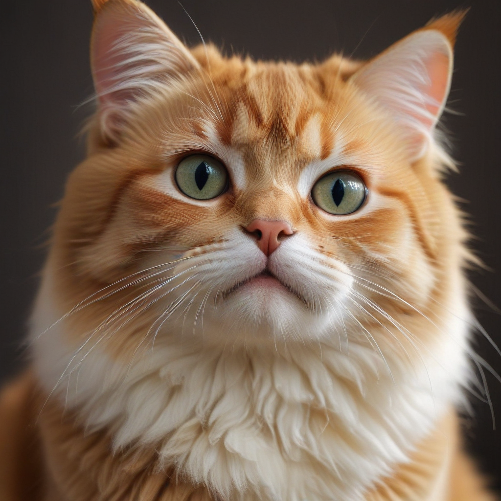 A Majestic Orange Cat with Striking Green Eyes and Fluffy Fur.