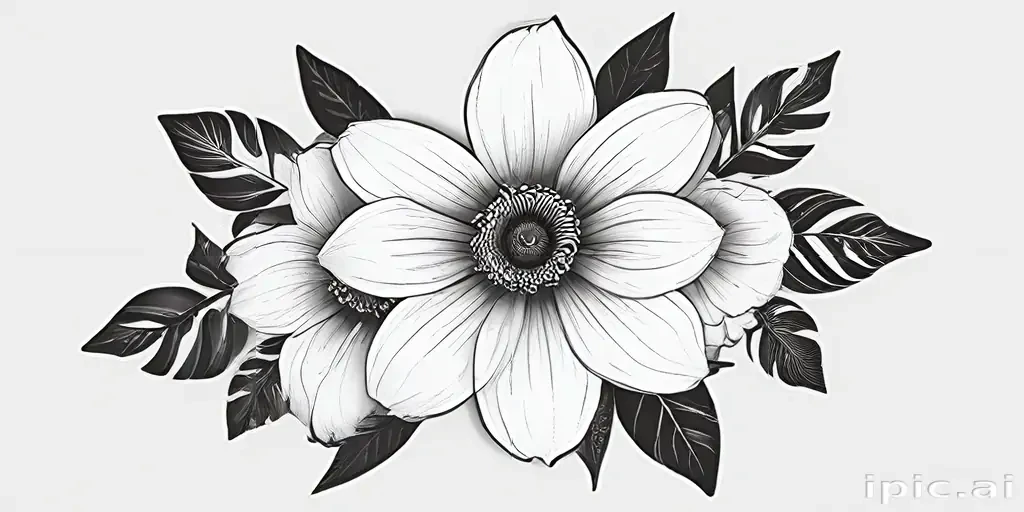 black and white flower png