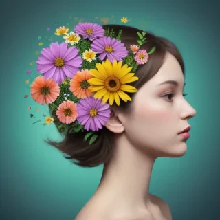 half brain half flowers