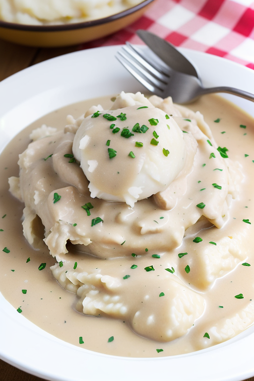chicken gravy over mashed potatoes