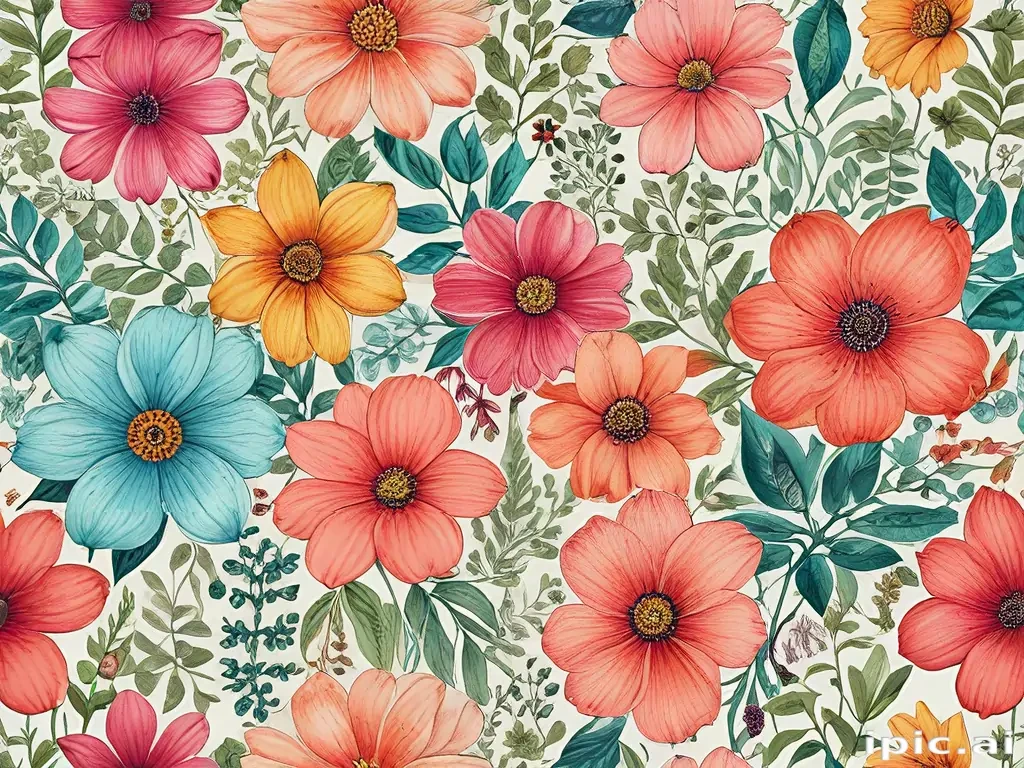 flower drawings color