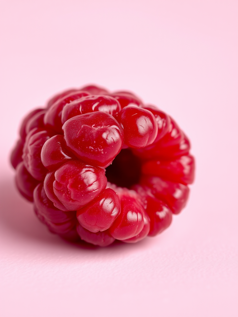 digital illustration of a raspberry on a soft pink background, high resolution 300dpi, macro lens, 50mm focal length, soft lighting, DSLR camera, focus on details and vibrant colors