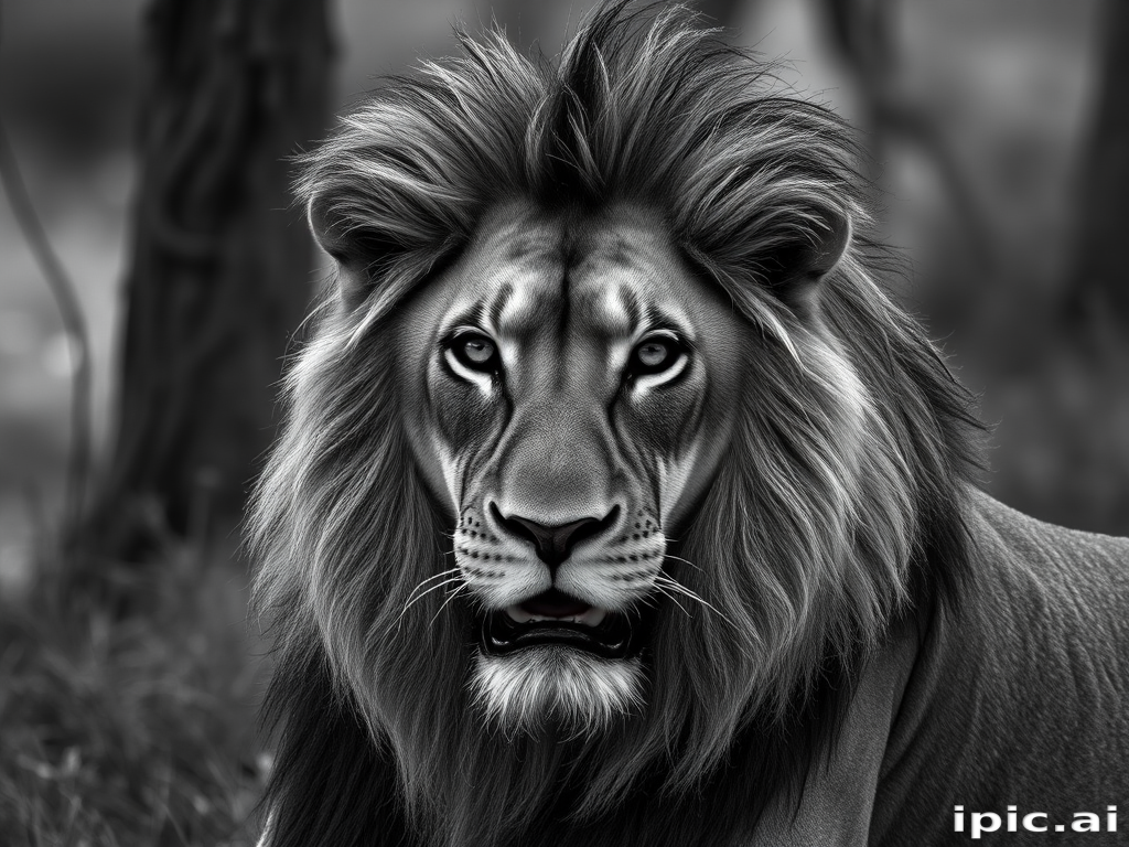 lion black and white