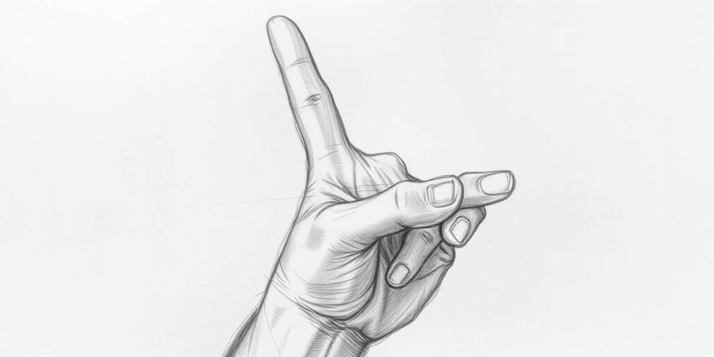 Create a highly detailed sketch of a hand with fingers crossed, using natural light, captured from a slightly elevated angle with a digital camera at f/8 aperture, ISO 100, 1/125 sec shutter speed, and a focus on realistic shading and textures to enhance depth.