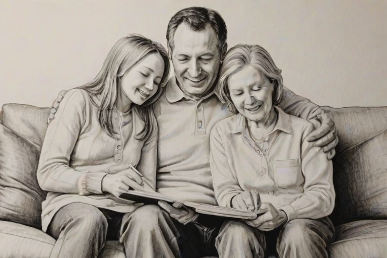 drawings of family