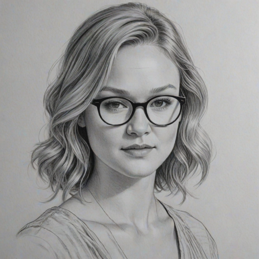 Gorgeous Julia Stiles, pencil sketch, portrait of Radiant woman 1923s in glasses, hair style beatnik, outline, clear lines, fine lines, 8k