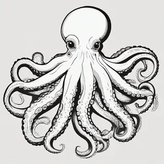 octopus clipart black and white