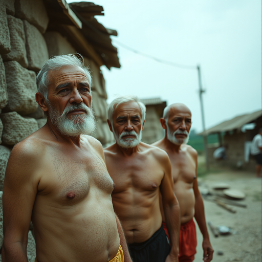 shirtless old men